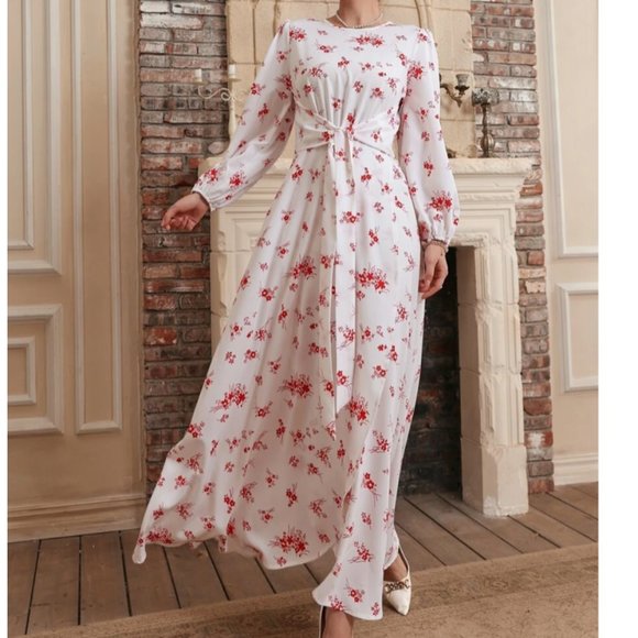 Dresses & Skirts - Floral Self Belted Dress